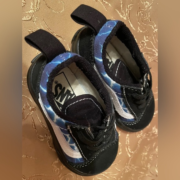VANS Old Skool Lightning Black/Blue Elastic Slip-On Sneakers Kids Size 5t NWOB - Picture 6 of 8